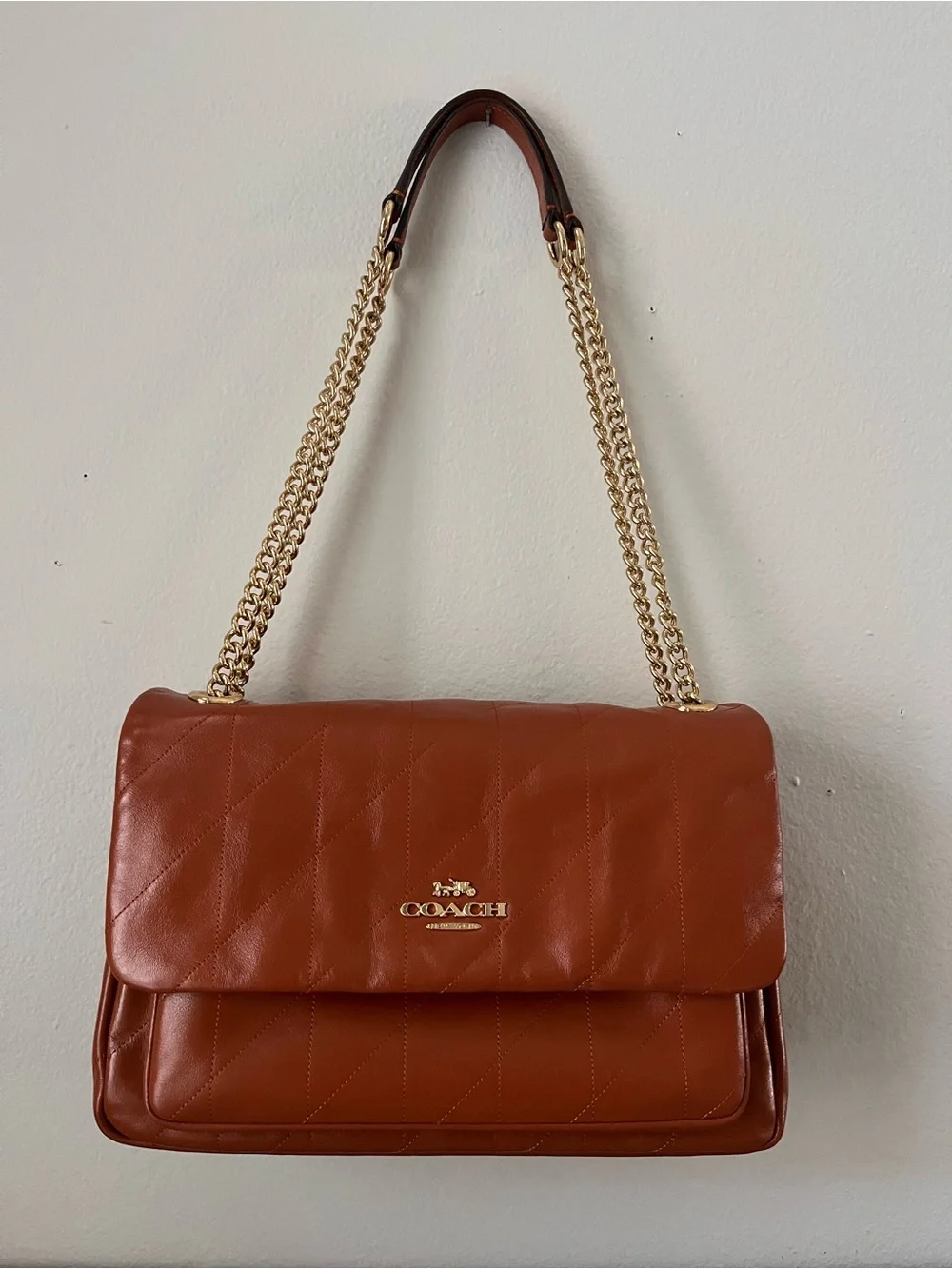 Coach Elodie Quilted Leather Cinnamon Crossbody Bag